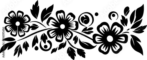 Flowers and Leaves border silhouette
