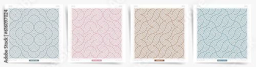 Set of minimal covers design. Minimal asian geometric seamless patterns. Vector illustration.