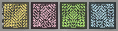 Seamless Geometric Patterns Backgrounds. Brutalist Patterns Merging Swiss Grunge Futuristic Style and Asian Wave Design, Perfect for Brochures, Posters, Album Covers.