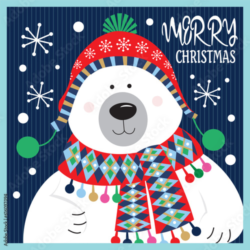 christmas card with polar bear
