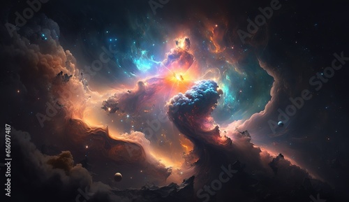Exploring the Enchanting Space Nebula. Generative AI © _veiksme_