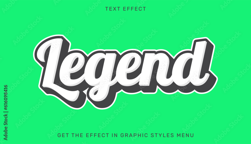 Legend editable text effect in 3d style. Text emblem for advertising, branding, business logo