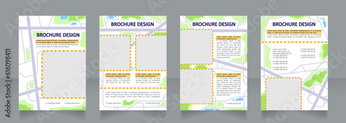 Environmental planning blank brochure design. City landscaping. Template set with copy space for text. Premade corporate reports collection. Editable 4 paper pages. Calibri, Arial fonts used