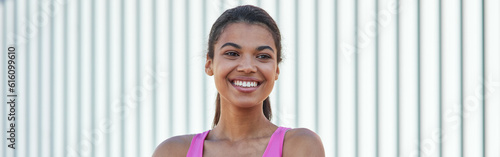 Portrait of mixed race young girl in sportswear