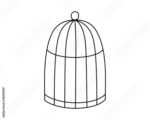 Hand drawn cute outline illustration of cage. Flat vector feelings and emotions prohibition in colored doodle style. Restriction, taboo concept sticker, icon or print. Isolated on white background.