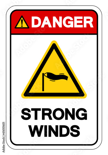 Danger Strong Winds Symbol Sign, Vector Illustration, Isolate On White Background Label. EPS10