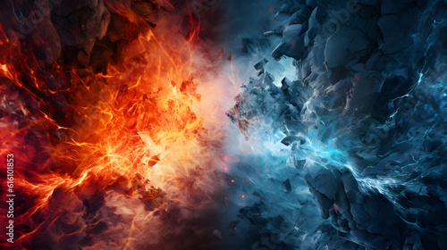 Abstract background contrast of fire and ice