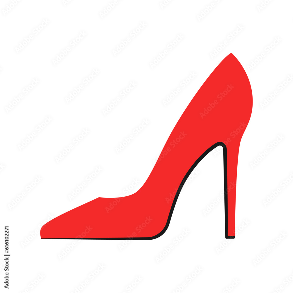 Women's red shoes illustration. Vector element in red and black colors on white background. Best for seamless patterns, print, apps, web, logo and brand design. Women's red shoes illustration. Vector element in red and black colors on white background. Best for seamless patterns, print, apps, web, logo and brand design.