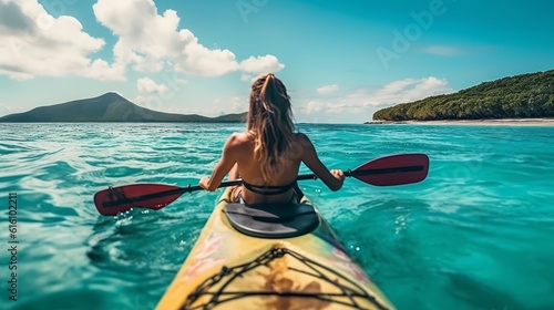 girl canoe or kayak adventure © carballo