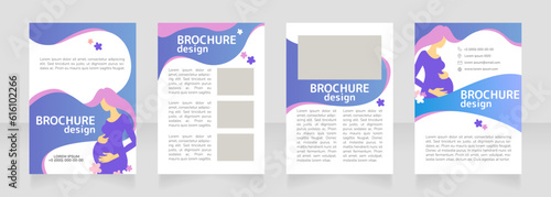 Healthy pregnancy blank brochure design. Template set with copy space for text. Premade corporate reports collection. Editable 4 paper pages. Rounded Mplus 1c Bold, Nunito Light fonts used