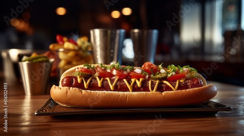 hot dog in a fast food bar