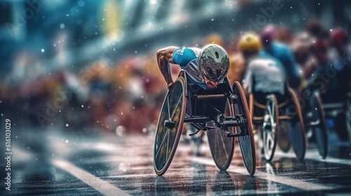 wheelchair athlete running and competing