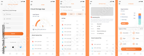 Cloud Storage, Document Management, Organizer Software and File Manager App UI Kit Template
