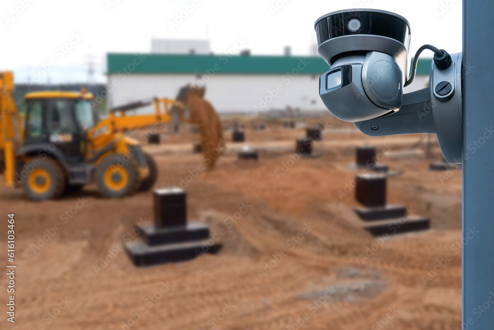 CCTV with Blurring Building construction background. CCTV with Blurring Building construction background.