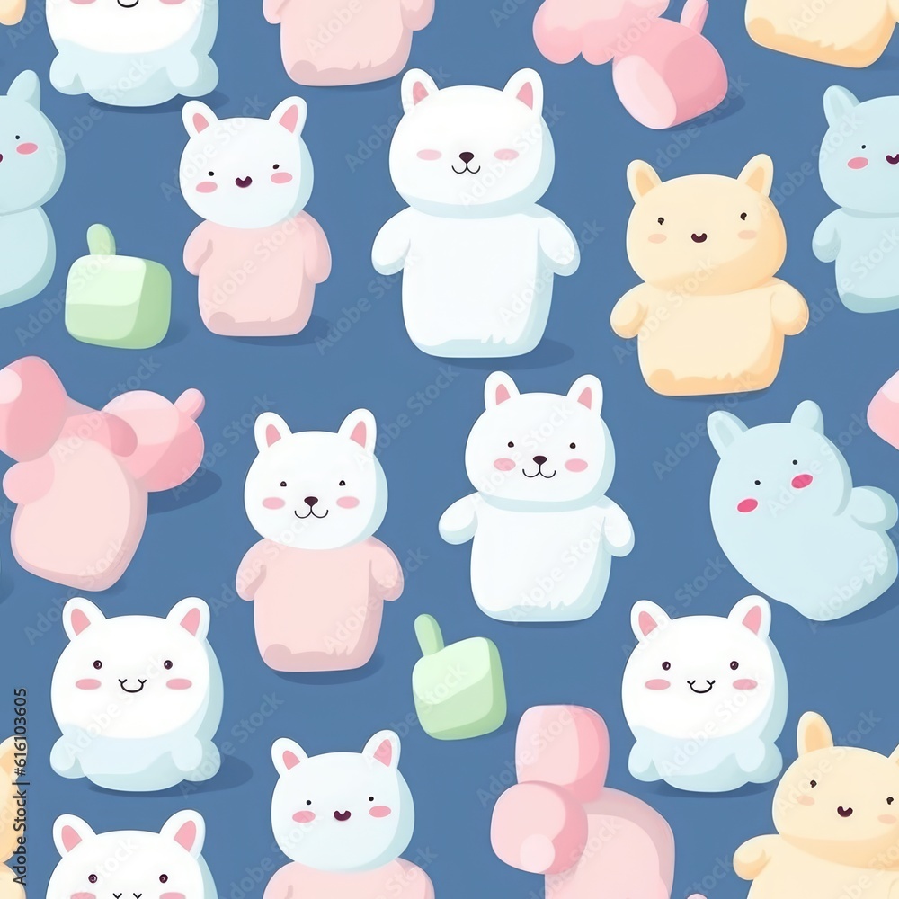 Marshmallows digital seamless paper. Generative ai digital illustration. Marshmallows digital seamless paper. Generative ai digital illustration.