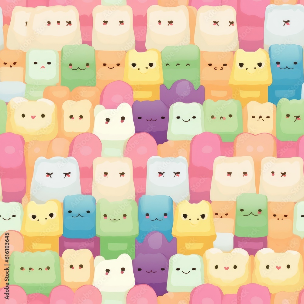 Seamless Marshmallows. Digital paper. Generative ai digital