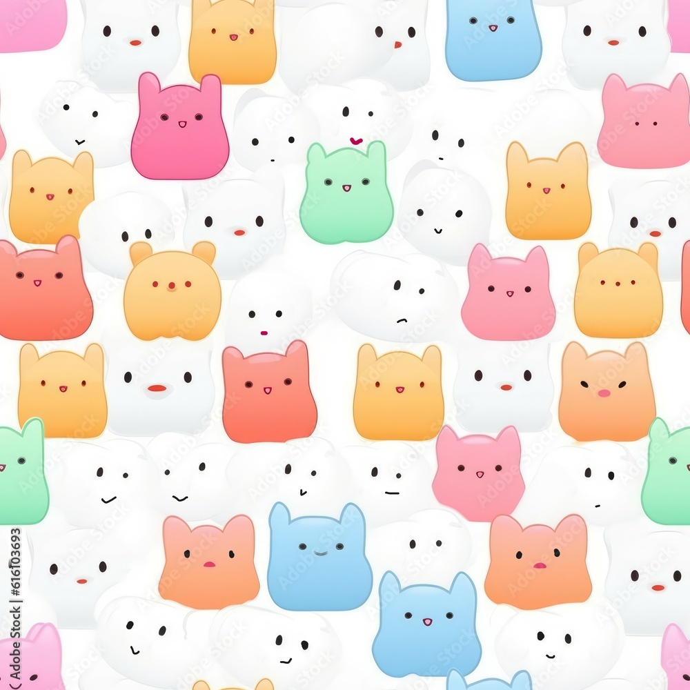 Seamless Marshmallows. Digital paper. Generative ai digital