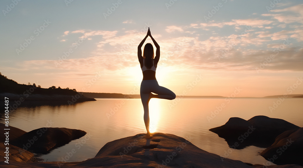 Yoga Meditation and Fitness Background. Ai generative 