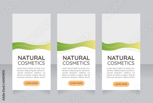 Products for sensitive skin web banner design template. Vector flyer with text space. Advertising placard with customized copyspace. Printable poster for advertising. Quicksand font used