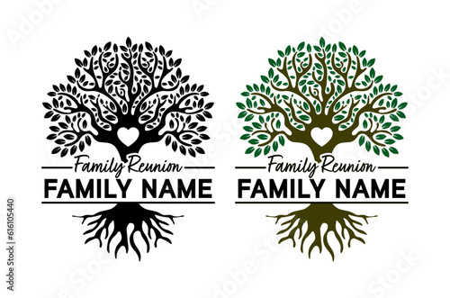 Family Reunion Tree Split Name Frame photo