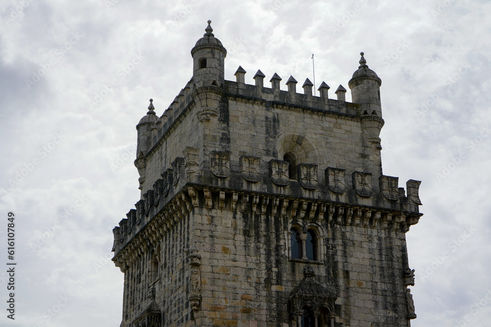 Lisbon, Portugal - March 2023: View of the Torre de Belém. Belem Tower.