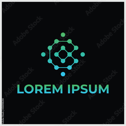 Letter C logo design template,Technology abstract dot connection cross vector logo icon circle logotype