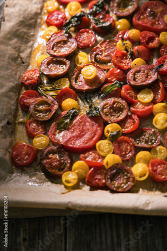 Wallpaper Mural Various selection of tomatoes, brown, yellow, red and green. Sorted and arranged for baking. Torontodigital.ca