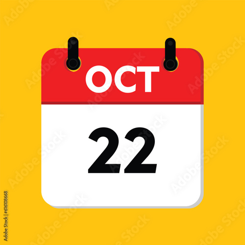calender icon, 22 october icon with yellow background
