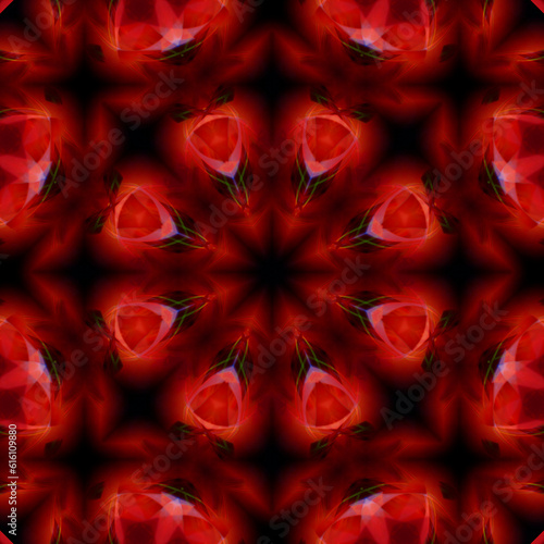Abstract color background, art, beauty, illustration. Fiery red flower mandala.