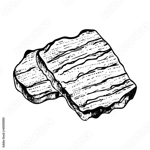 Hand drawn vector illustration of toasted bread slices