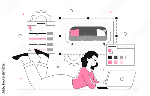 Woman choose color line concept