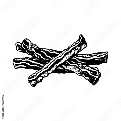 Hand drawn vector illustration of bacon slices