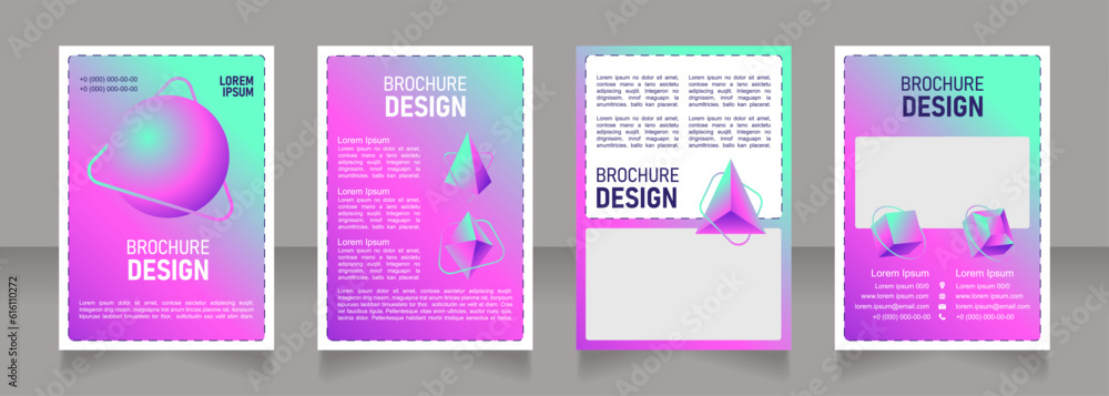 Cosmetic blank brochure design. Template set with copy space for text. Premade corporate reports collection. Editable 4 paper pages. Bahnschrift SemiLight, Bold SemiCondensed, Arial Regular fonts used