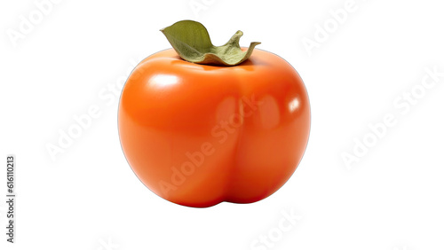 Fuyu persimmon fruit isolated on transparent background created with generative AI technology photo