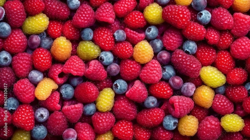 The berries are colorful and varied. Monochromatic background with fruits. Useful fragrant berries of different sizes, dietary snack, generative AI
The berries are colorful and varied. Monochromatic background with fruits. Useful fragrant berries of different sizes, dietary snack, generative AI