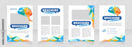 Psychological help blank brochure design. Template set with copy space for text. Premade corporate reports collection. Editable 4 paper pages. Barlow Black, Regular, Nunito Light fonts used