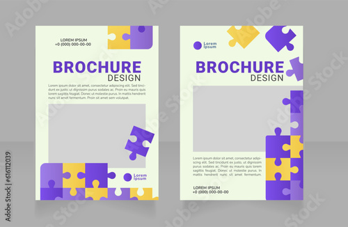 Psychological courses blank brochure design. Template set with copy space for text. Premade corporate reports collection. Editable 2 paper pages. Roboto Black  Roboto  Nunito Light fonts used