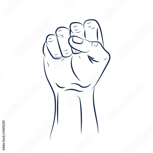 Fist clenched symbol icon on white background. Fist gesture fight or protest concept. Vector illustartion.