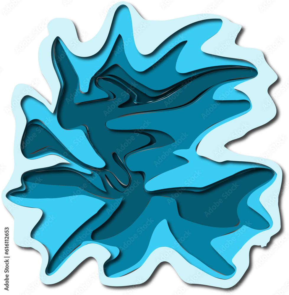 Abstract paper cut blue background vector. Multi layers papercut design