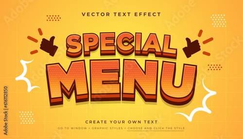 Special Menu Outline Style 3D editable text effect, suitable for promotion, product, headline