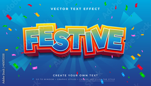 Blue Festive Colorful 3D editable text effect, suitable for promotion, product, headline