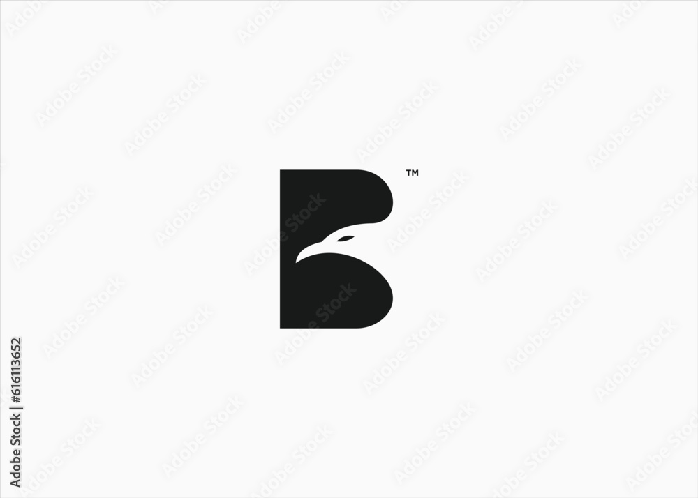 initial b with eagle logo design vector silhouette illustration initial b with eagle logo design vector silhouette illustration