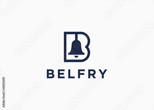 initial b with bell logo design vector silhouette illustration 