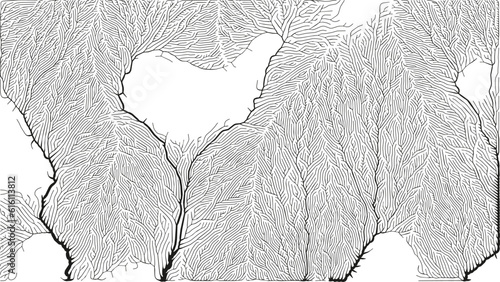 Growth pattern. Generative branching structure. Organic net of vessels texture.