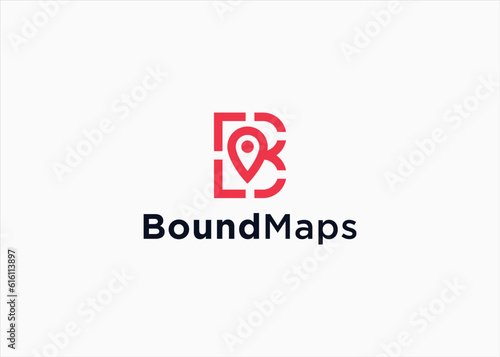 initial b with location logo design vector silhouette illustration