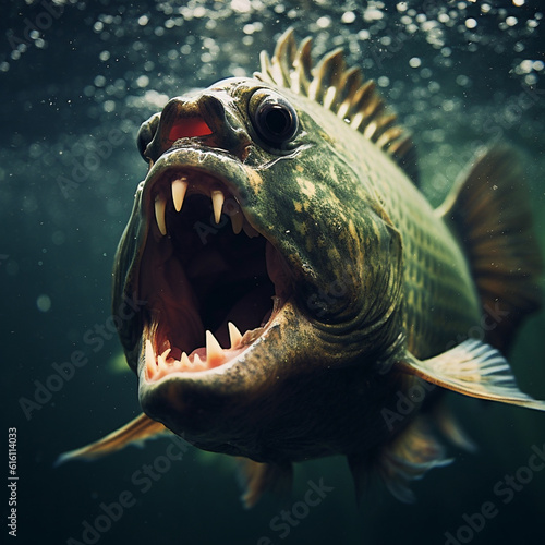 Piranha fish with sharp teeth