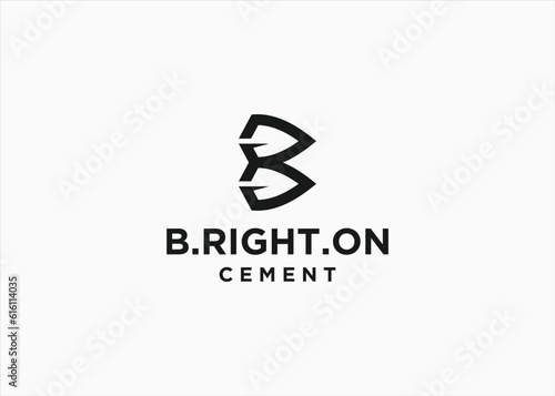 initial b with shovel logo design vector silhouette illustration