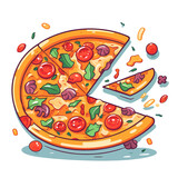 Freshly baked pizza. Image of delicious pizza. Vector illustration. Generated AI