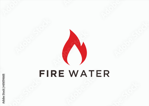 fire with water logo design vector silhouette illustration