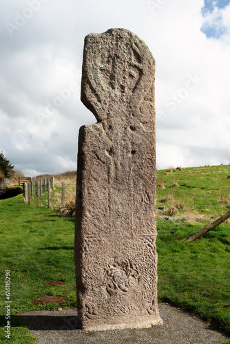 The Maiden Stone. Pictish 9th C. Christian cross slab. West face, Near Chapel of Garioch, Grampian Region, Scotland photo